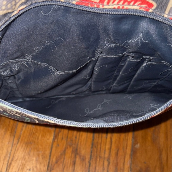 Vera Bradley Durable Nylon Crossbody Bag Purse Gray Orange Green Floral Paisley - Picture 3 of 6